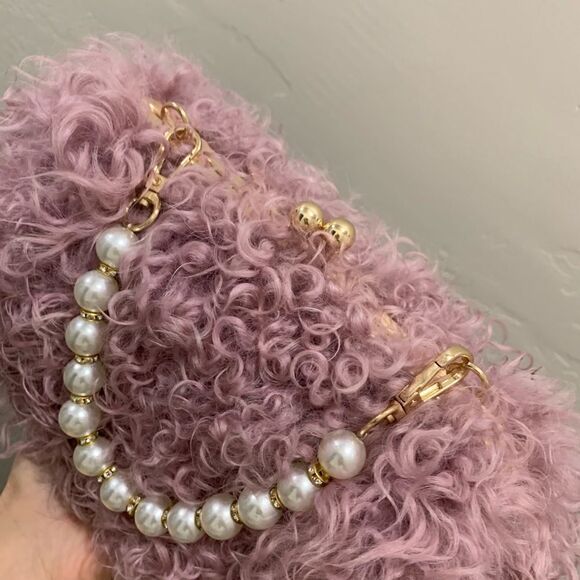 Handmade Genuine Curly Shearling Kisslock Clutch/Shoulder Bag/Crossbody - Picture 12 of 16